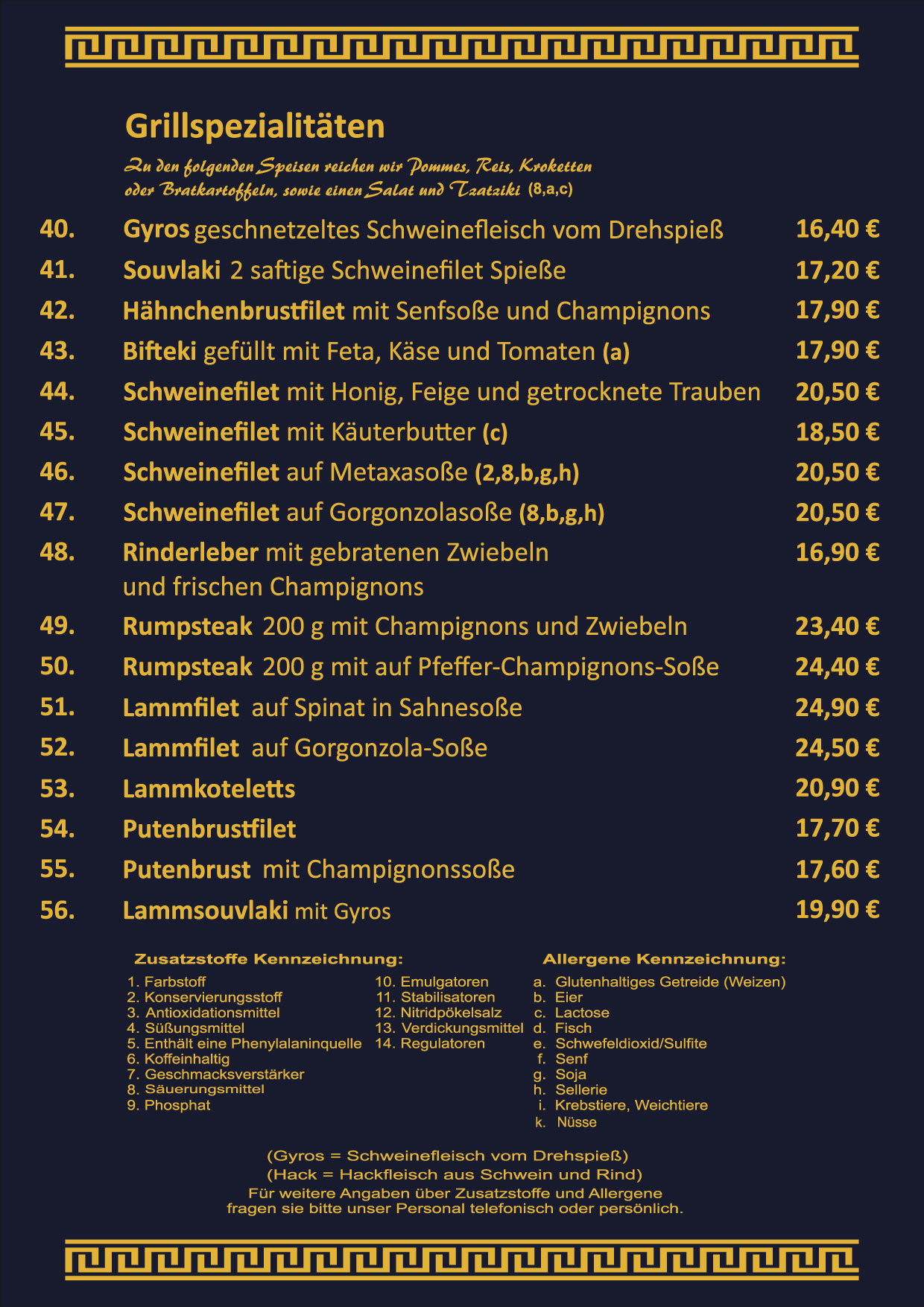 Unsere Speisenkarte