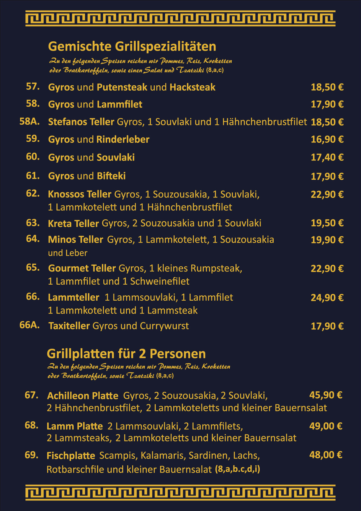 Unsere Speisenkarte