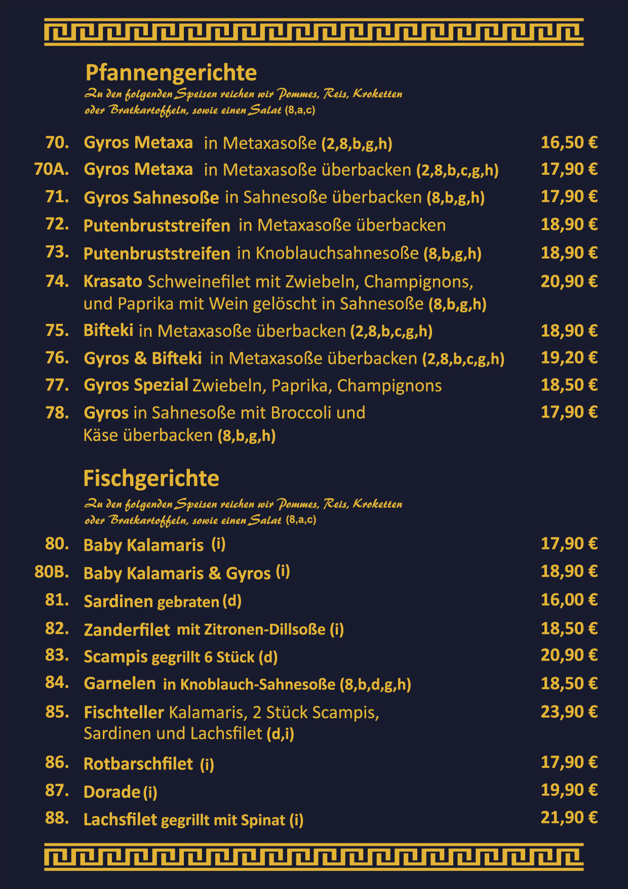 Unsere Speisenkarte