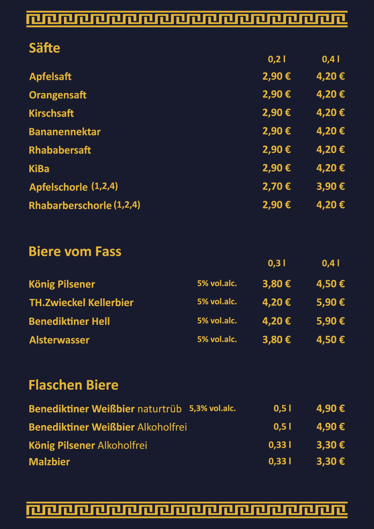 Unsere Speisenkarte