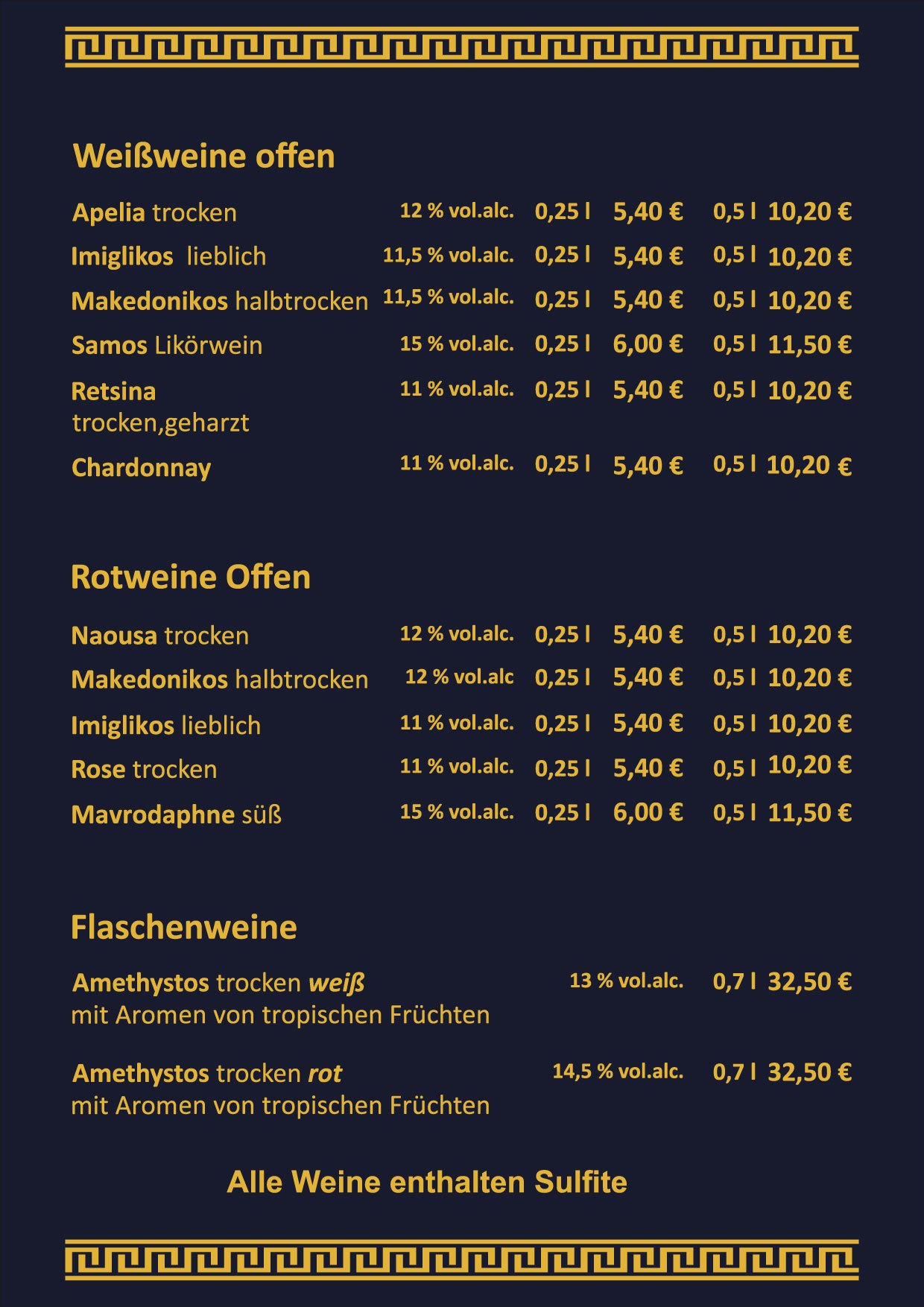 Unsere Speisenkarte